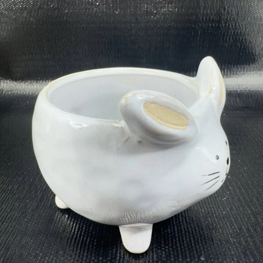 47 & MAIN Stoneware Pottery Bunny Rabbit Shape Planter Flower Pot Vase Bowl Dish
